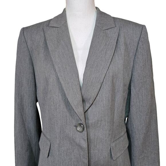 Tahari Gray Blazer Women Size 16 Preppy Career Academia Neutral Minimalist - Picture 6 of 12